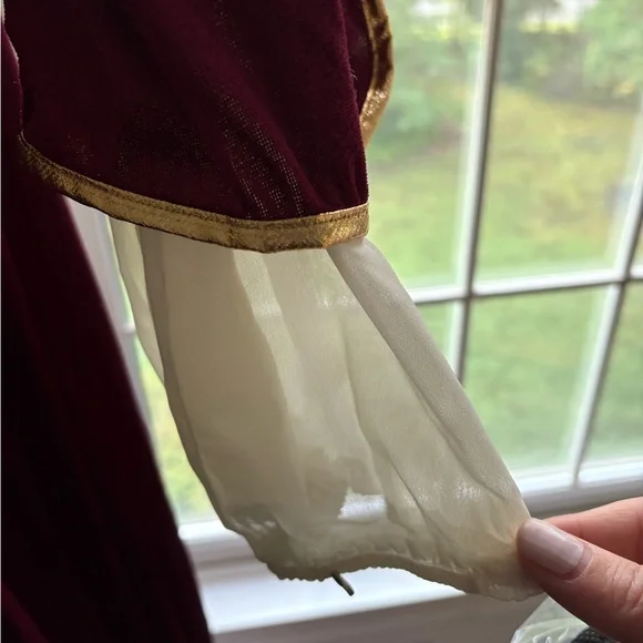 Elegant Burgundy and Gold Women's Queen Halloween Costume - Picture 3 of 3